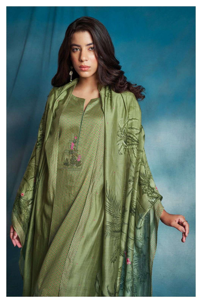 Ganga Hemal 1809 Fancy Printed With Work Cotton Silk Ladies Suits Material