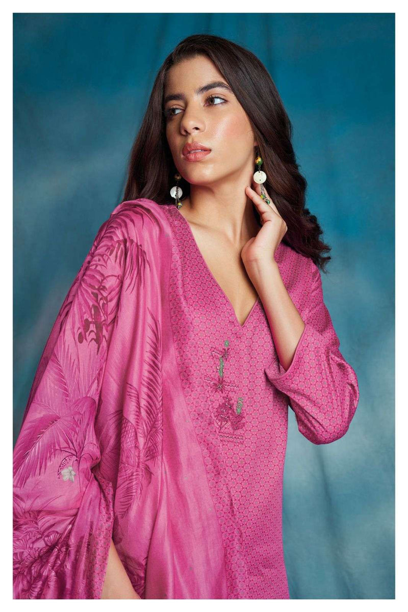 Ganga Hemal 1809 Fancy Printed With Work Cotton Silk Ladies Suits Material