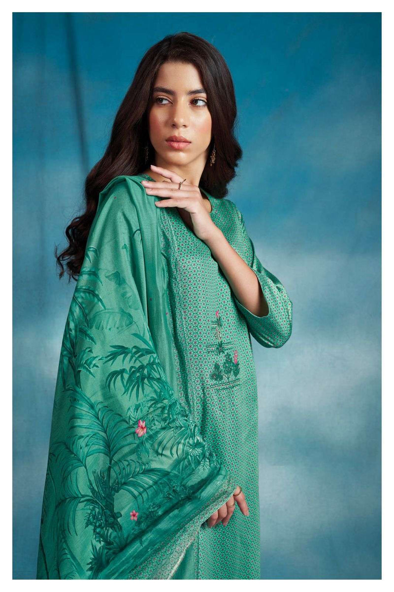 Ganga Hemal 1809 Fancy Printed With Work Cotton Silk Ladies Suits Material