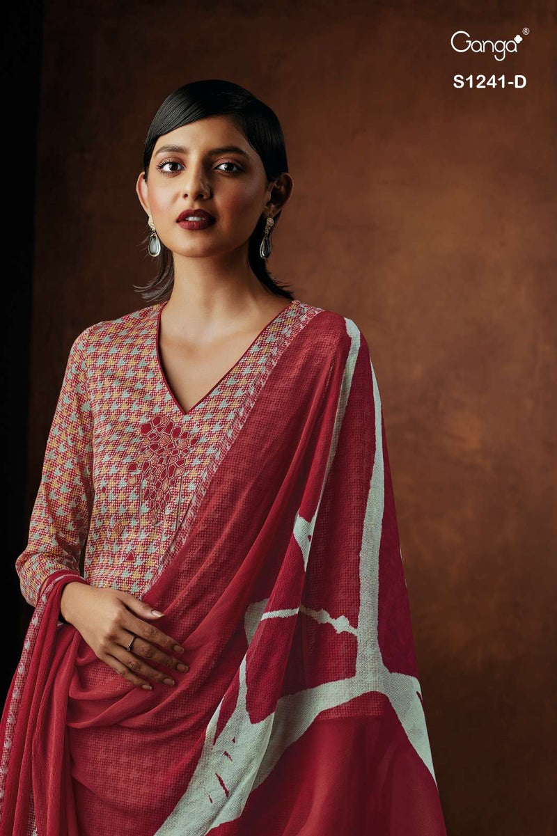 Ganga Inna 1241 Amazing Cotton Satin Printed Salwar Kameez Materials