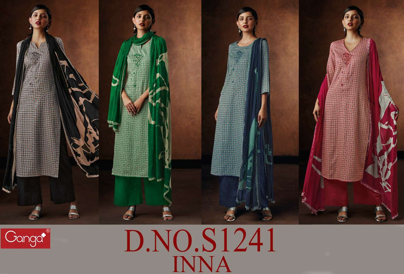 Ganga Inna 1241 Amazing Cotton Satin Printed Salwar Kameez Materials