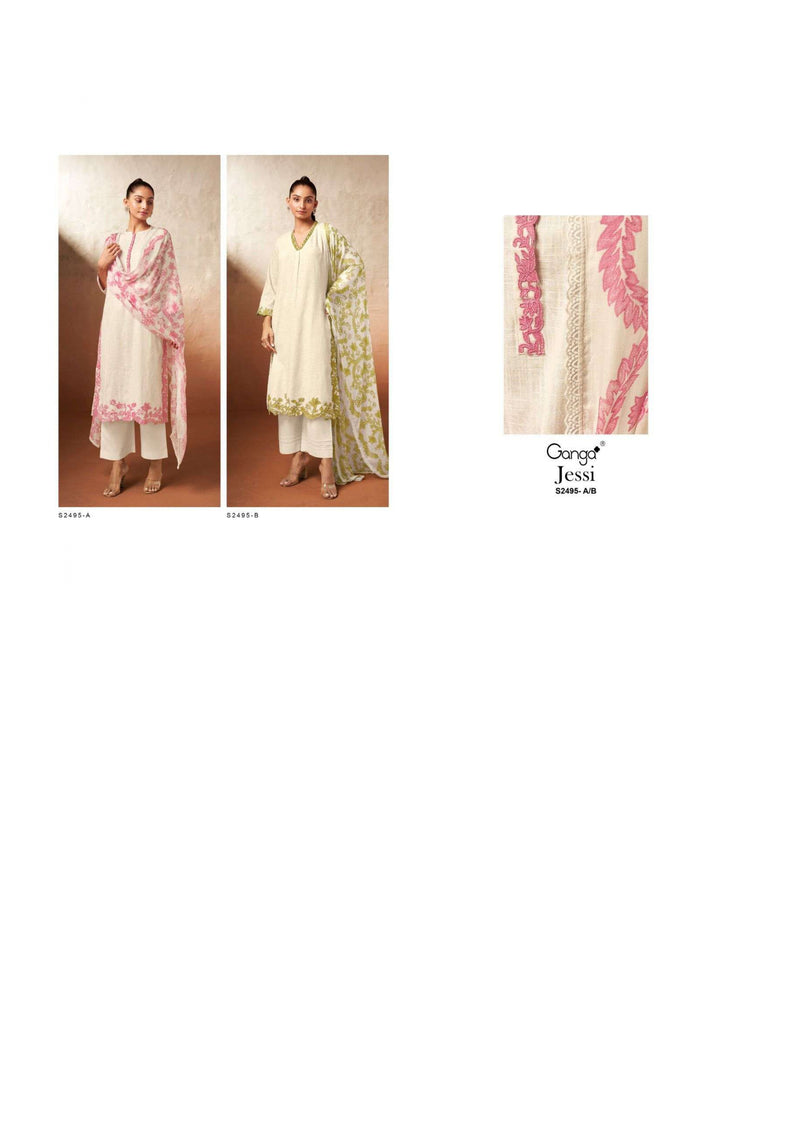 Ganga Fashion Jessi 2495 Cotton Linen Embroidered Salwar Suit