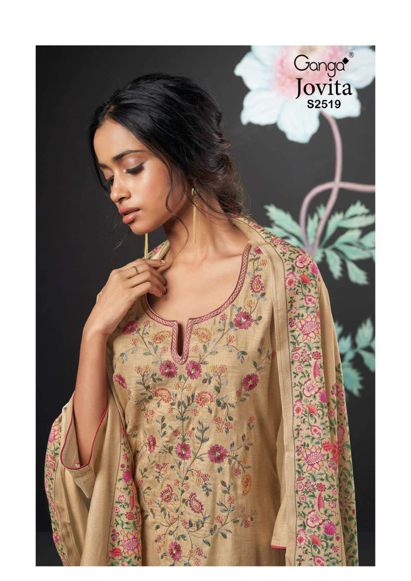 Ganga Fashion Jovita 2519 Cotton Printed Hand Embroidery Designer Salwar Suit