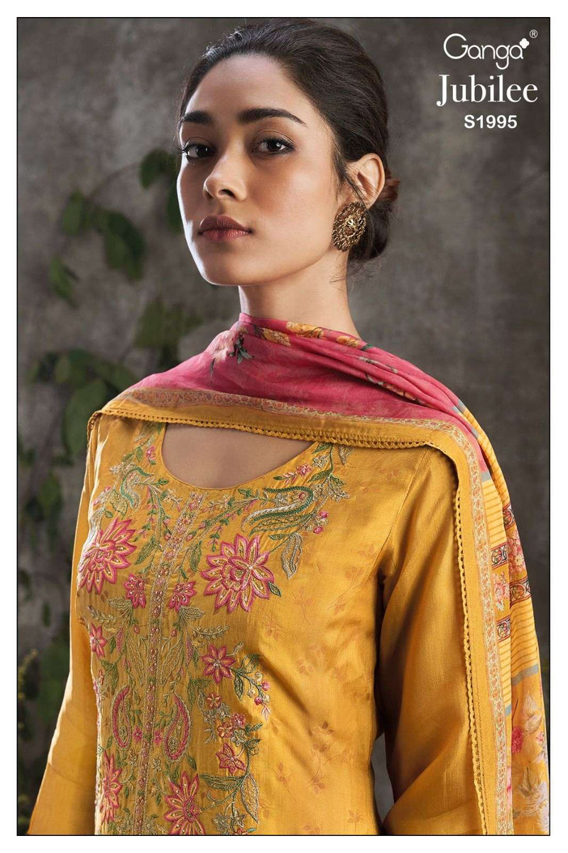 Ganga Jubilee 1995 Premium Silk Printed With Work Salwar Suits Collection