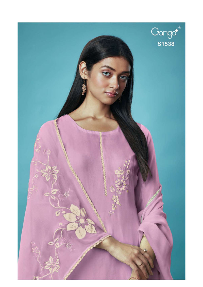 Ganga Fashion Kashvi 1538 Bemberg Habotai Patch Embroidery Work Fancy Salwar Suit