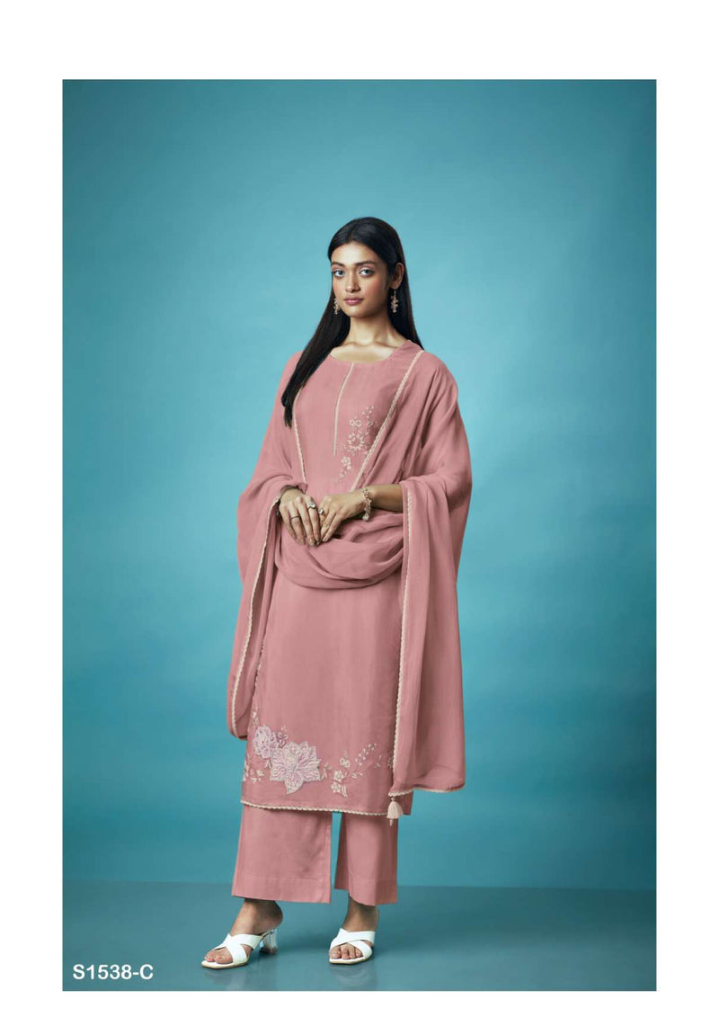 Ganga Fashion Kashvi 1538 Bemberg Habotai Patch Embroidery Work Fancy Salwar Suit