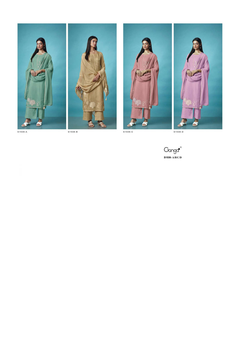 Ganga Fashion Kashvi 1538 Bemberg Habotai Patch Embroidery Work Fancy Salwar Suit