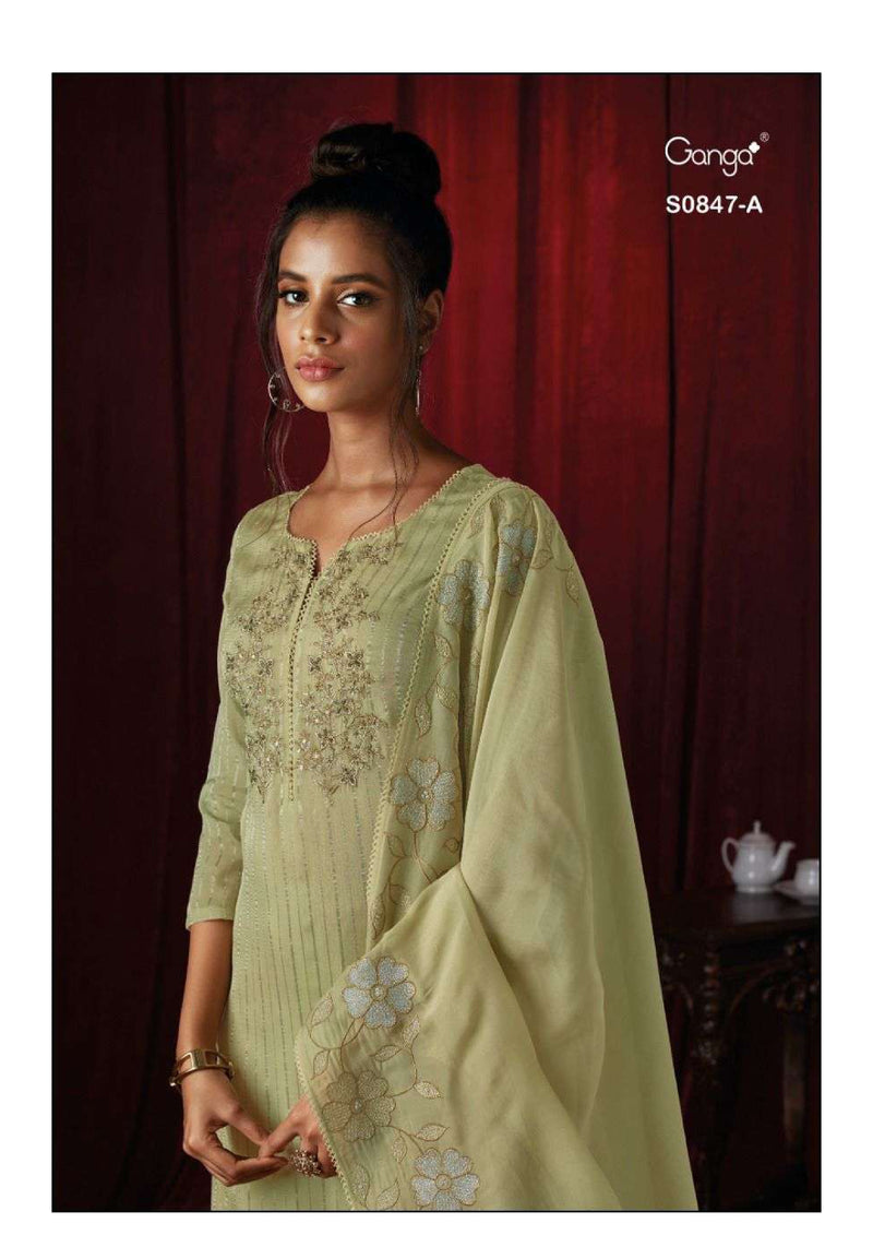 Ganga Fashion Kashvi 847 Organza Solid Embroidery Designer Salwar Suit