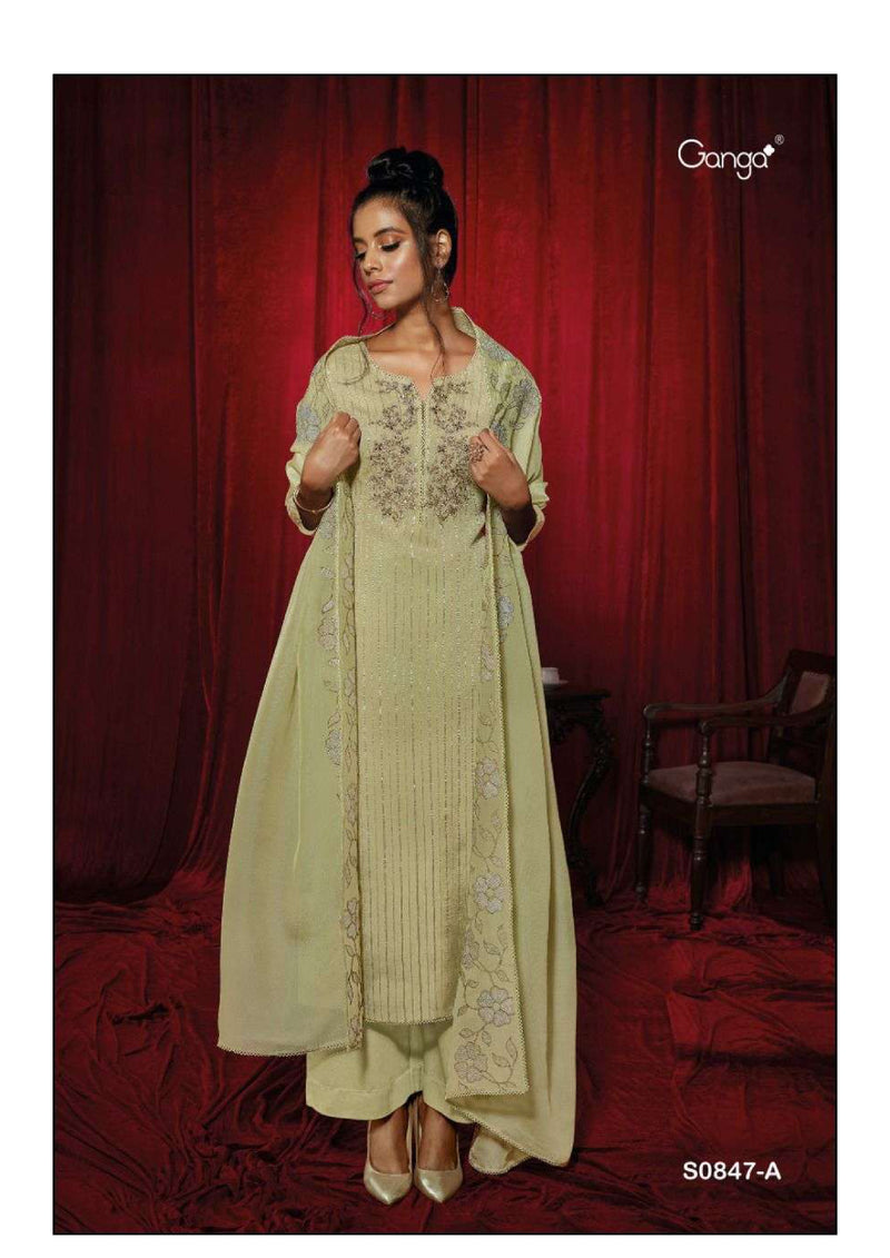 Ganga Fashion Kashvi 847 Organza Solid Embroidery Designer Salwar Suit
