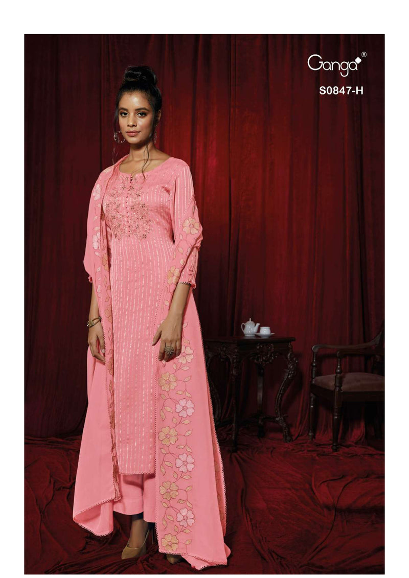Ganga Fashion Kashvi 847 Organza Solid Embroidery Designer Salwar Suit