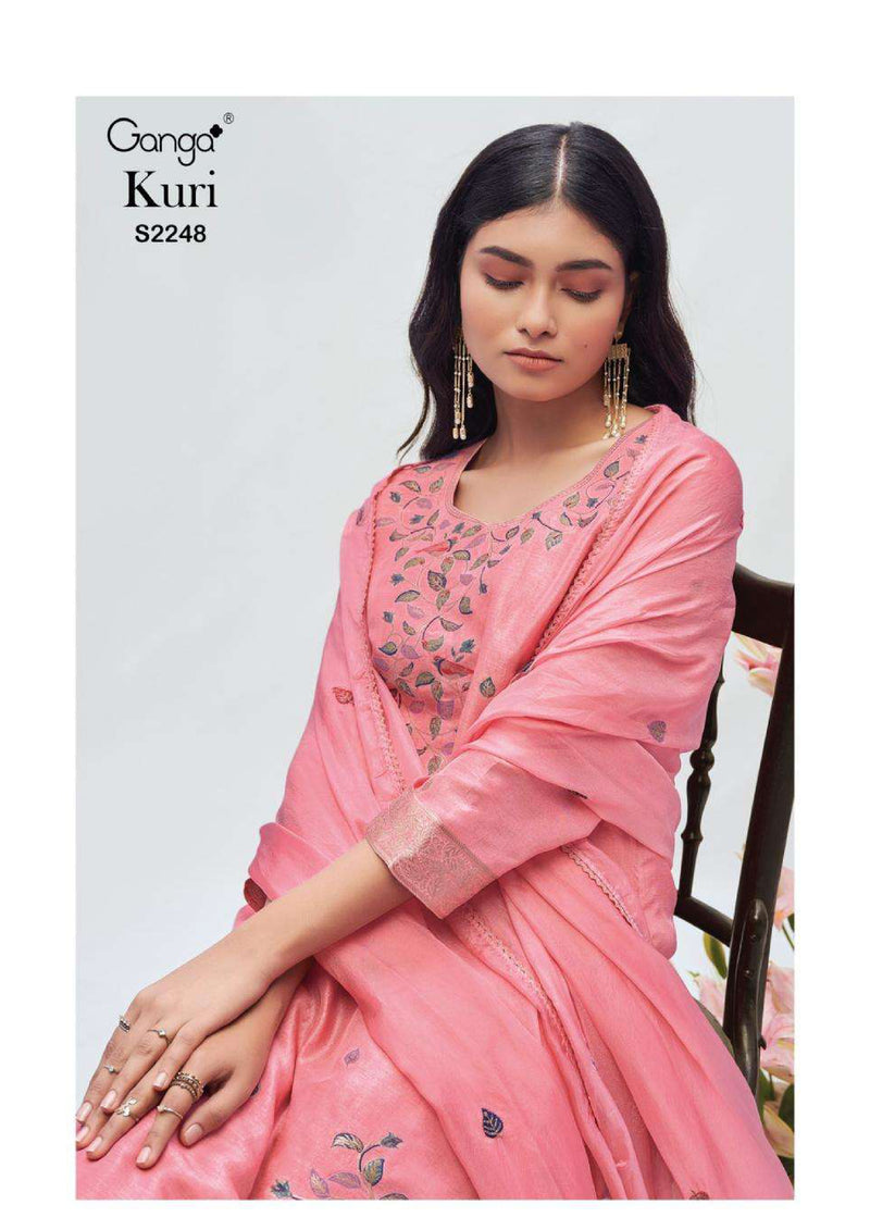 Ganga Fashion Kuri 2248 Silk Jacquard Handwork Heavy Designer Salwar Suit