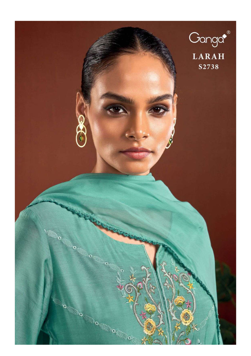 Ganga Fashion Larah 2738 Bemberg Silk Embroidery Designer Salwar Suit