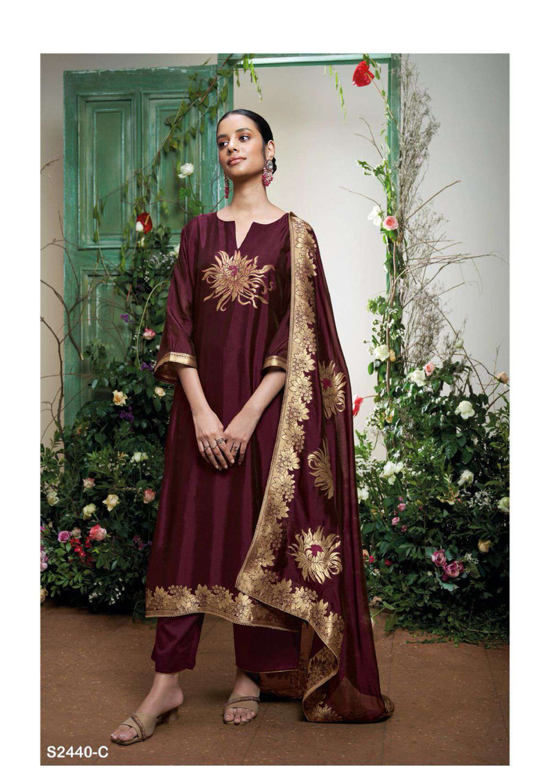 Ganga Fashion Lemon 2440 Silk Jacquard Wedding Wear Salwar Suit Collection