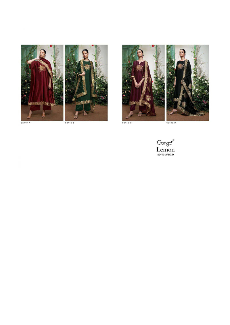 Ganga Fashion Lemon 2440 Silk Jacquard Wedding Wear Salwar Suit Collection