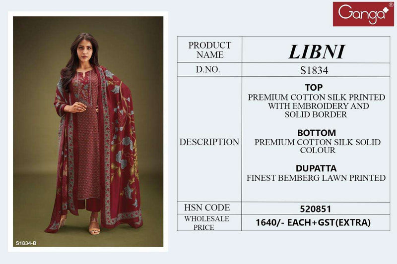 Ganga Libni 1834 Designs Cotton Silk Printed Salwar Kameez