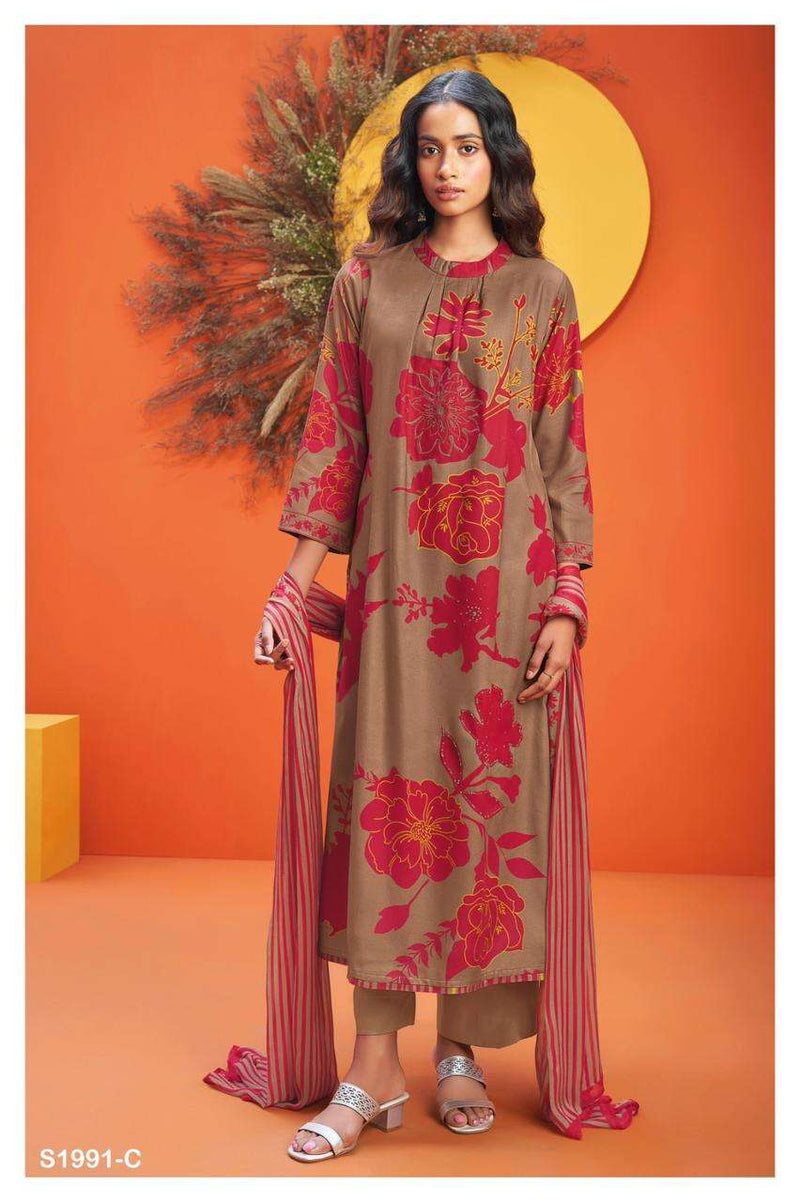 Ganga Lopa 1991 Pure Pashmina Digital Printed With Handwork Salwar Suit Collection