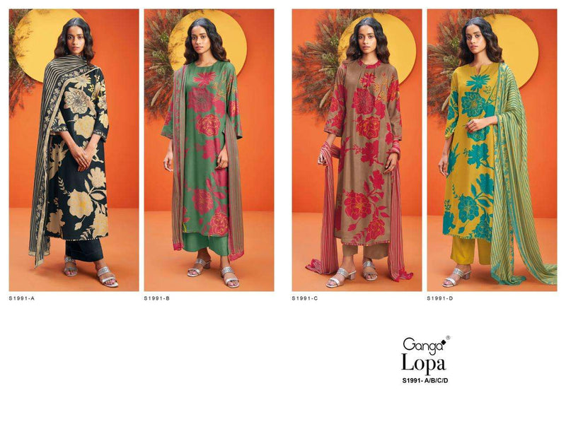 Ganga Lopa 1991 Pure Pashmina Digital Printed With Handwork Salwar Suit Collection