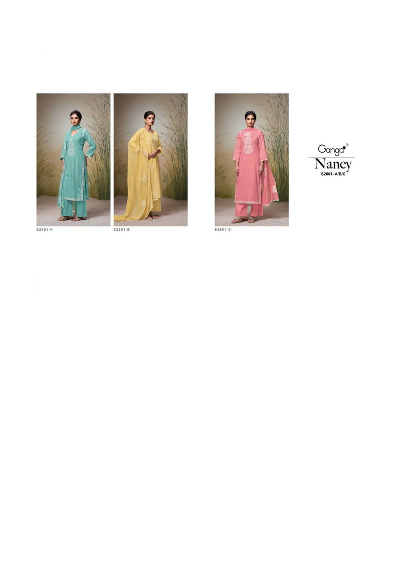 Ganga Fashion Nancy 2601 Cotton Embroidered Fancy Salwar Suit