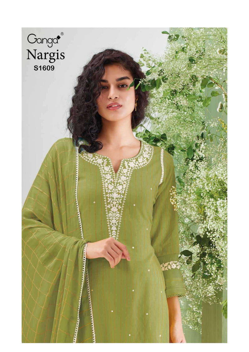 Ganga Fashion Nargis 1609 Cotton Jacquard Embroidery Salwar Suit