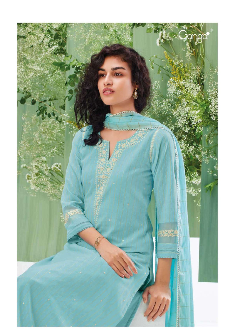Ganga Fashion Nargis 1609 Cotton Jacquard Embroidery Salwar Suit