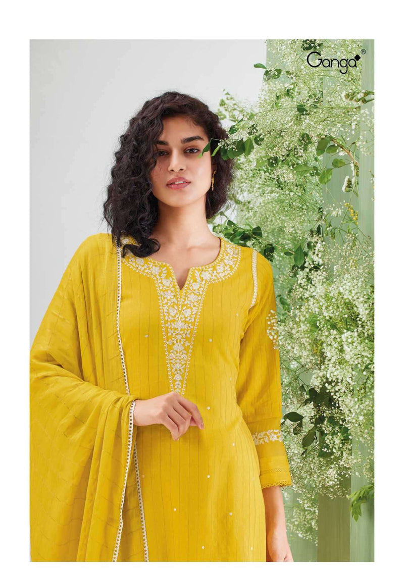 Ganga Fashion Nargis 1609 Cotton Jacquard Embroidery Salwar Suit