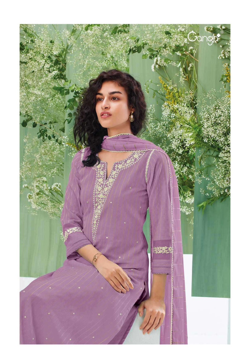 Ganga Fashion Nargis 1609 Cotton Jacquard Embroidery Salwar Suit