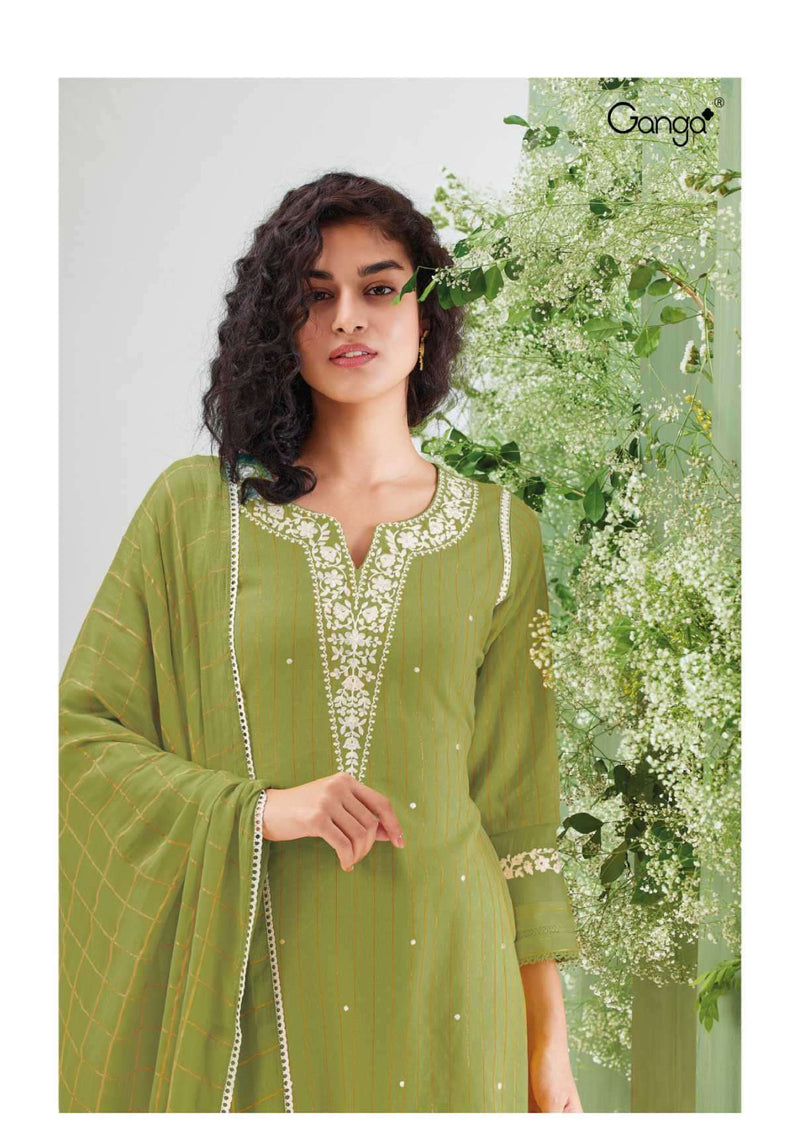 Ganga Fashion Nargis 1609 Cotton Jacquard Embroidery Salwar Suit