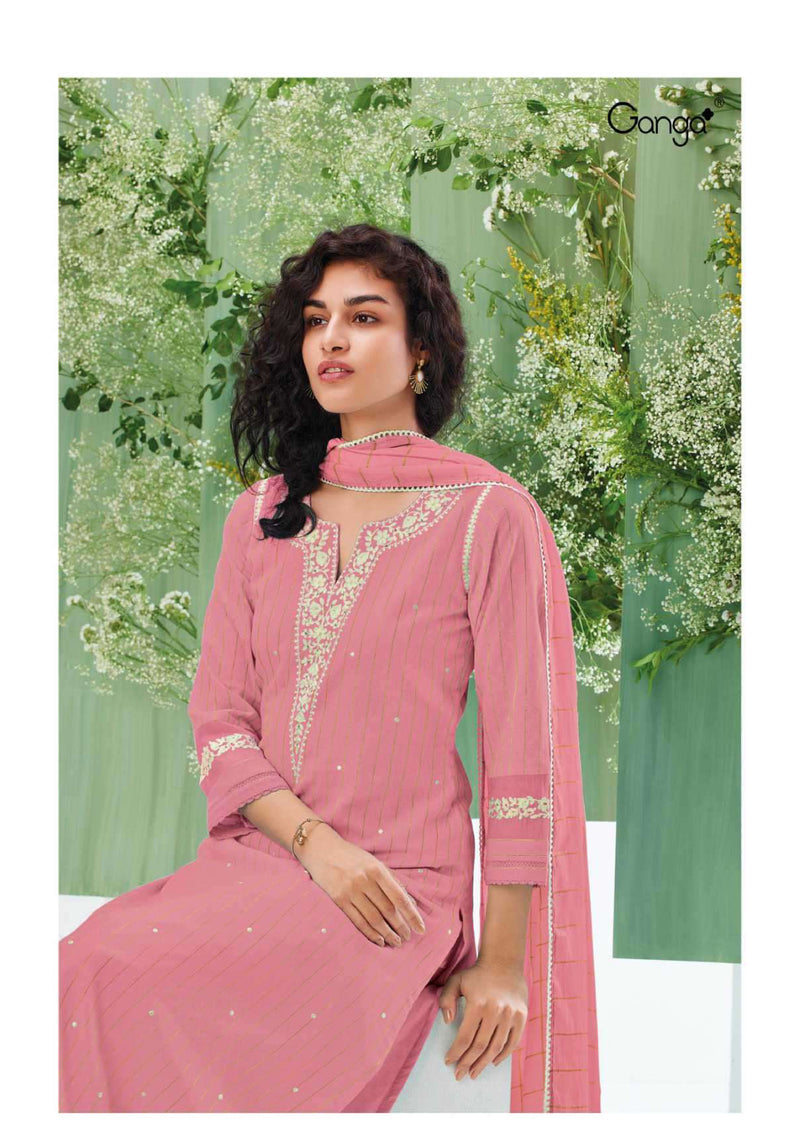 Ganga Fashion Nargis 1609 Cotton Jacquard Embroidery Salwar Suit