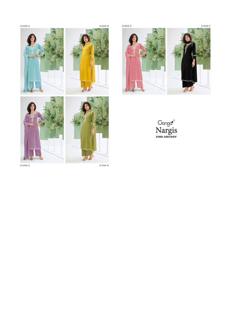 Ganga Fashion Nargis 1609 Cotton Jacquard Embroidery Salwar Suit