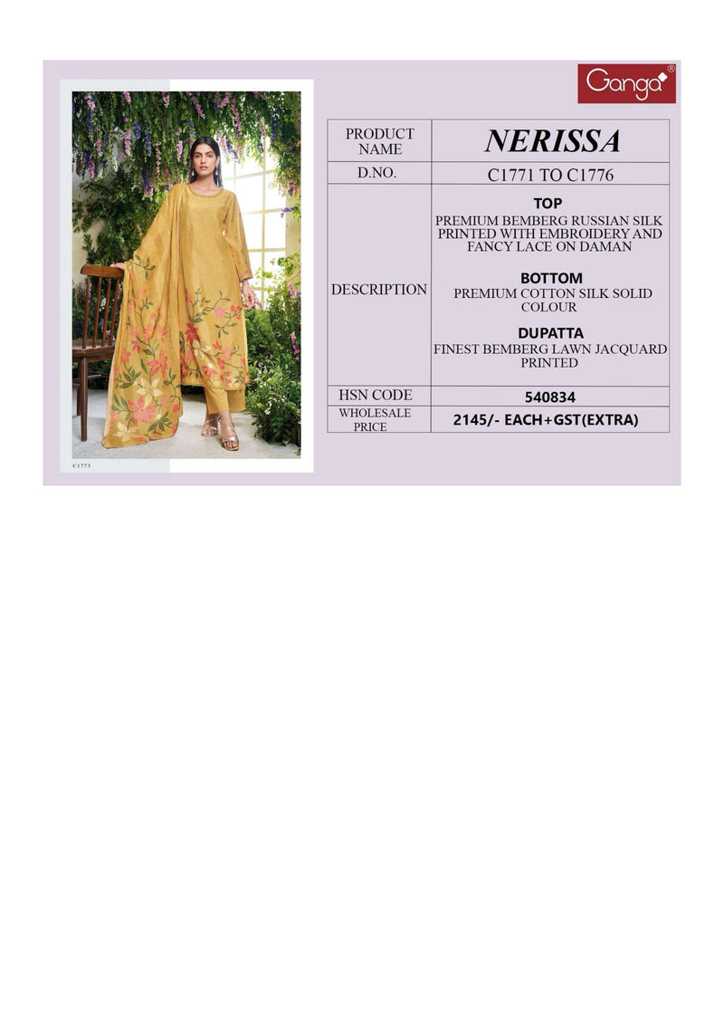 Ganga Fashion Nerissa Bemberg Russian Silk Printed Designer Salwar Kameez