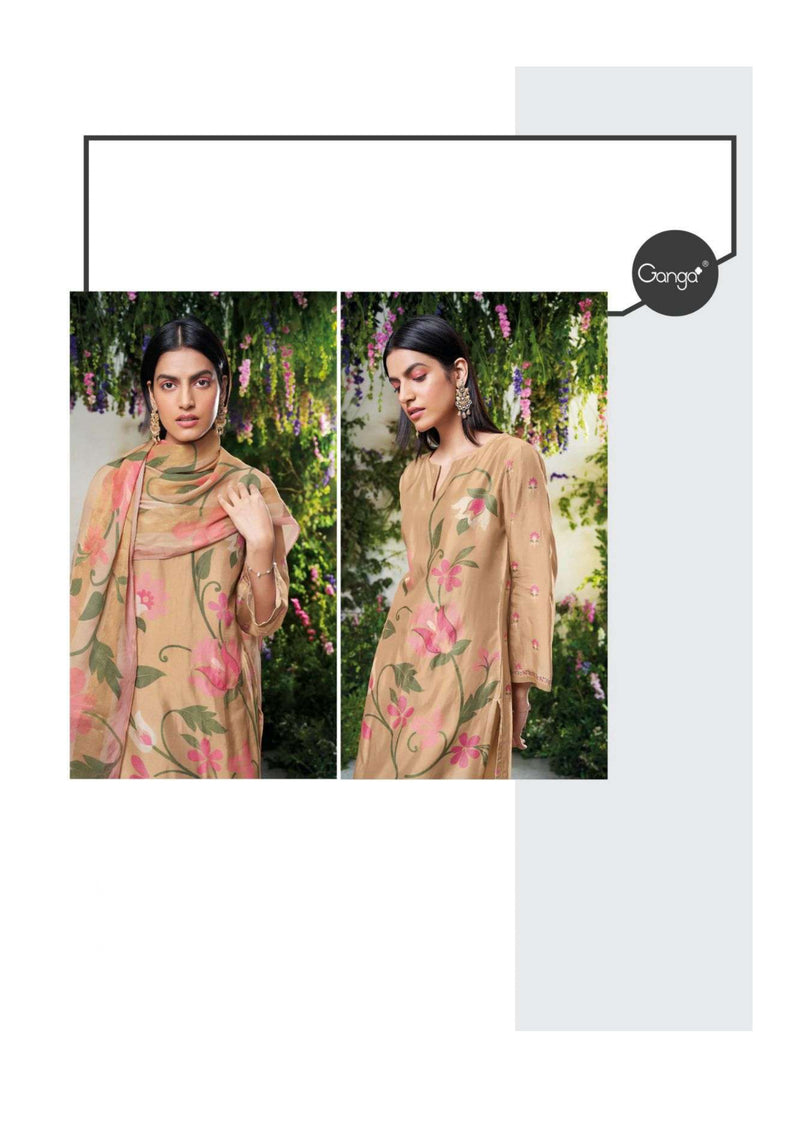 Ganga Fashion Nerissa Bemberg Russian Silk Printed Designer Salwar Kameez