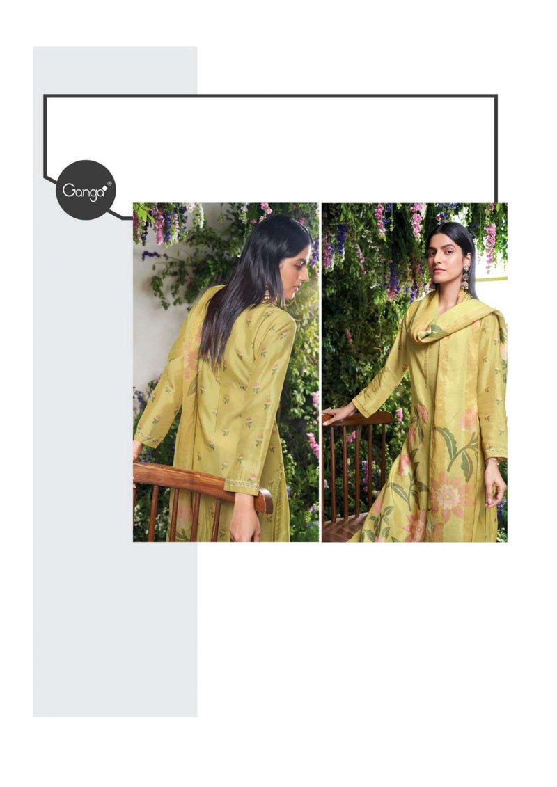 Ganga Fashion Nerissa Bemberg Russian Silk Printed Designer Salwar Kameez