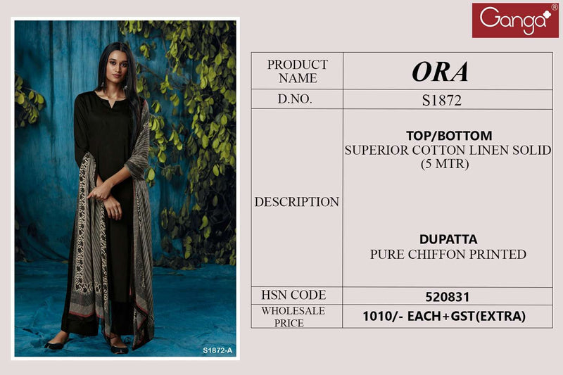 Ganga Ora 1872 Designs Fancy Salwar Kameez Materials With Digital Dupatta