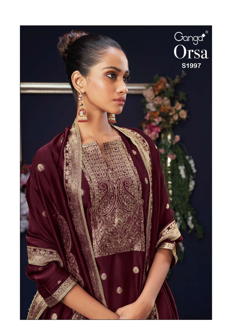 Ganga Fashion Orsa 1997 Silk Jacquard Hand Work Designer Wedding Wear Salwar Kameez