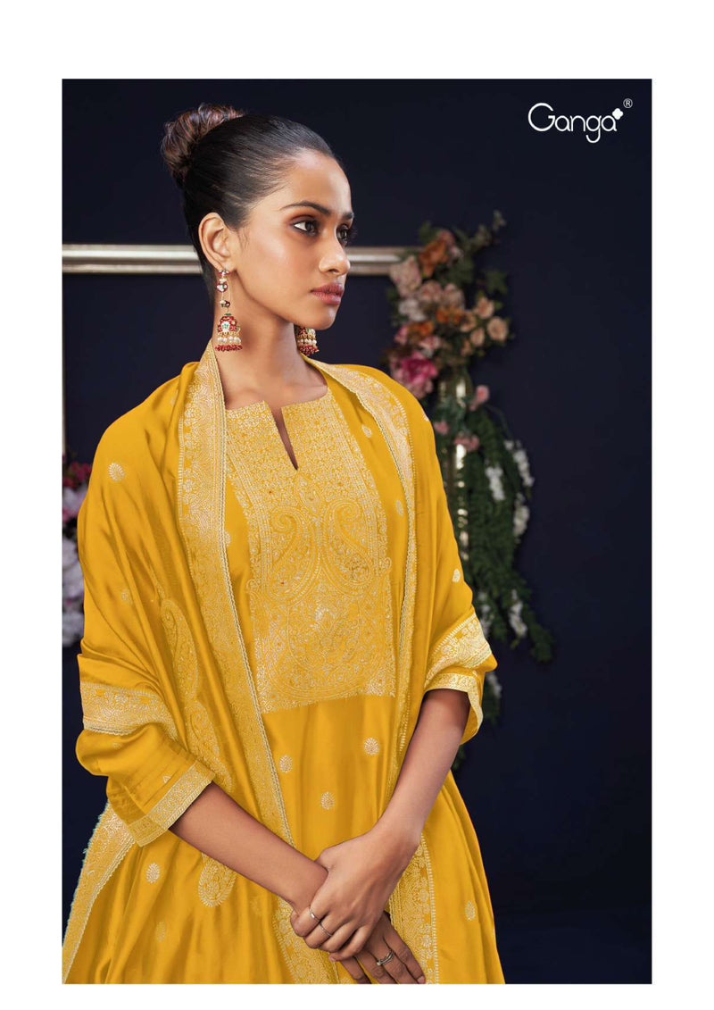 Ganga Fashion Orsa 1997 Silk Jacquard Hand Work Designer Wedding Wear Salwar Kameez