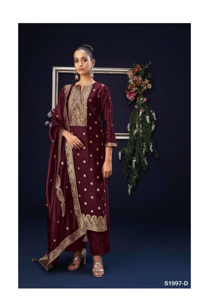 Ganga Fashion Orsa 1997 Silk Jacquard Hand Work Designer Wedding Wear Salwar Kameez