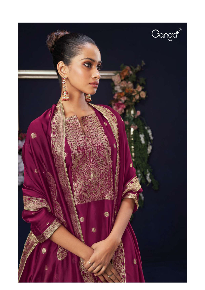 Ganga Fashion Orsa 1997 Silk Jacquard Hand Work Designer Wedding Wear Salwar Kameez