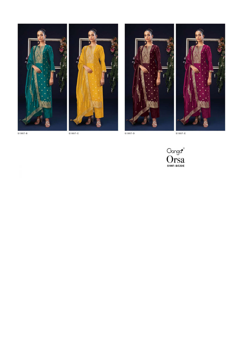 Ganga Fashion Orsa 1997 Silk Jacquard Hand Work Designer Wedding Wear Salwar Kameez