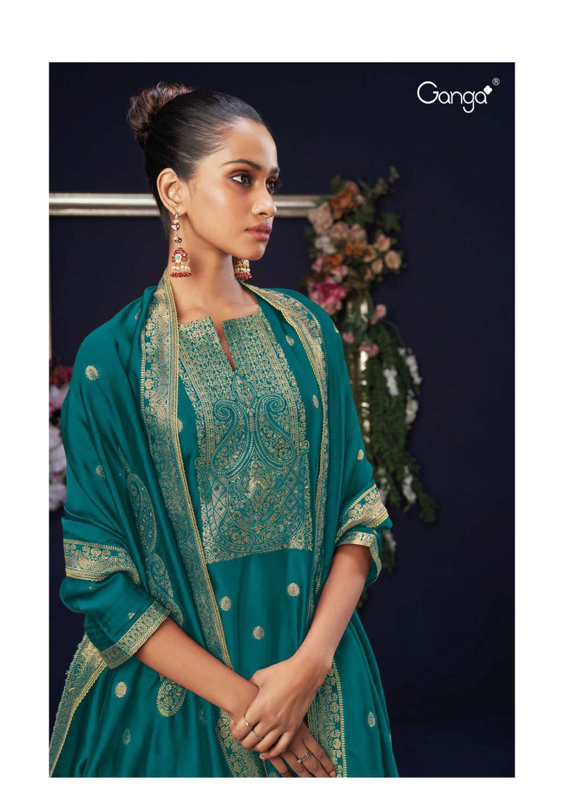 Ganga Fashion Orsa 1997 Silk Jacquard Hand Work Designer Wedding Wear Salwar Kameez