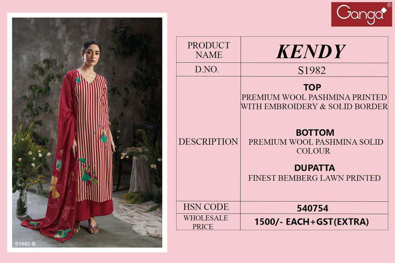 Ganga Kendy 1982 Wool Printed Embroidery Exclusive Salwar Kameez Collection