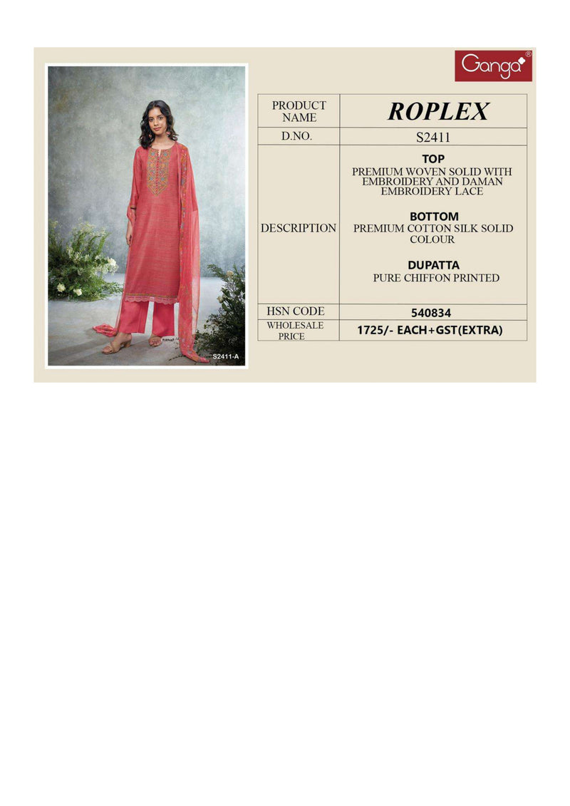 Ganga Fashion Roplex 2411 Premium Woven Designer Salwar Suit