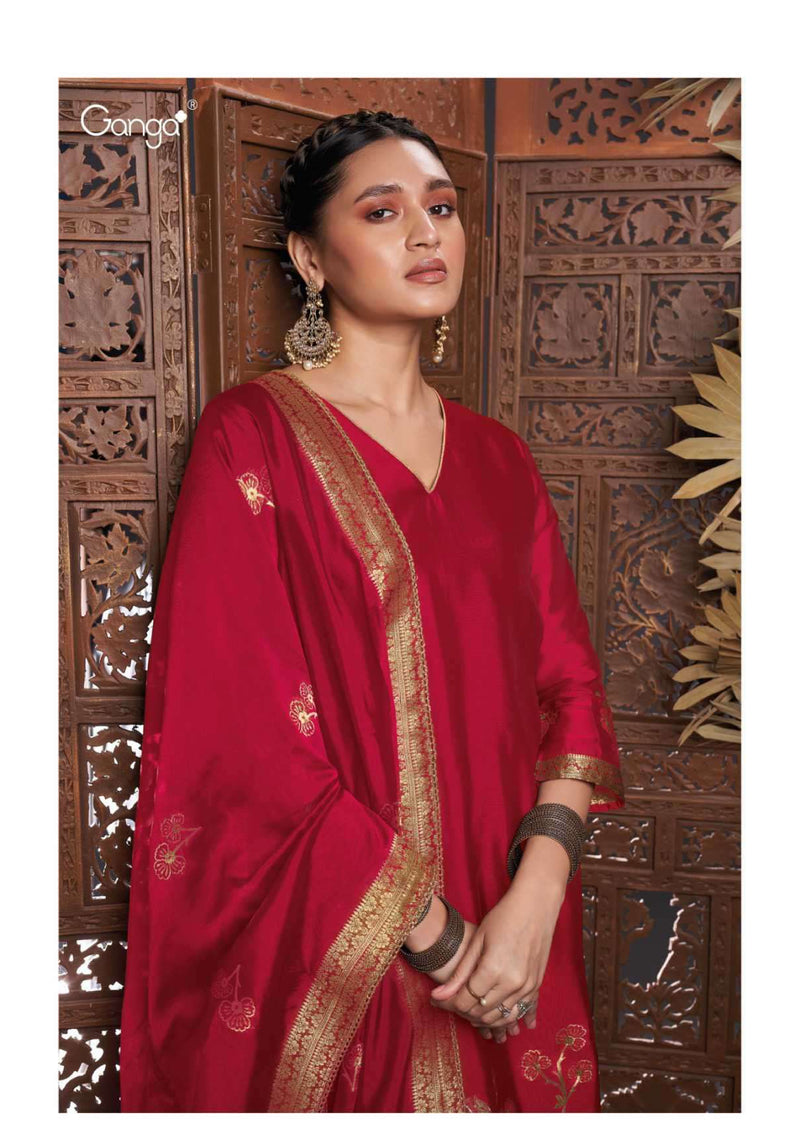 Ganga Fashion Rue 2082 Silk Jacquard Festiv Wear Salwar Suit