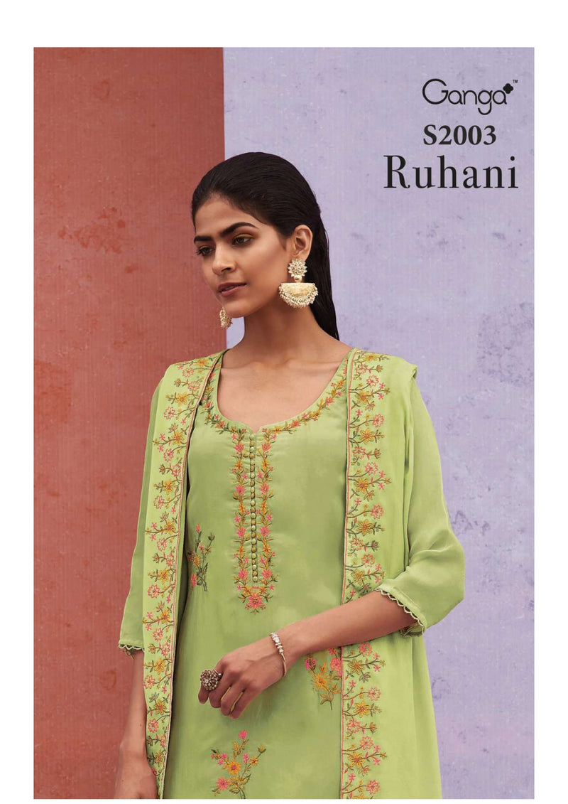 Ganga Fashion Ruhani 2003 Bemberg Silk Thread Embroidery Wedding Wear Salwar Kameez