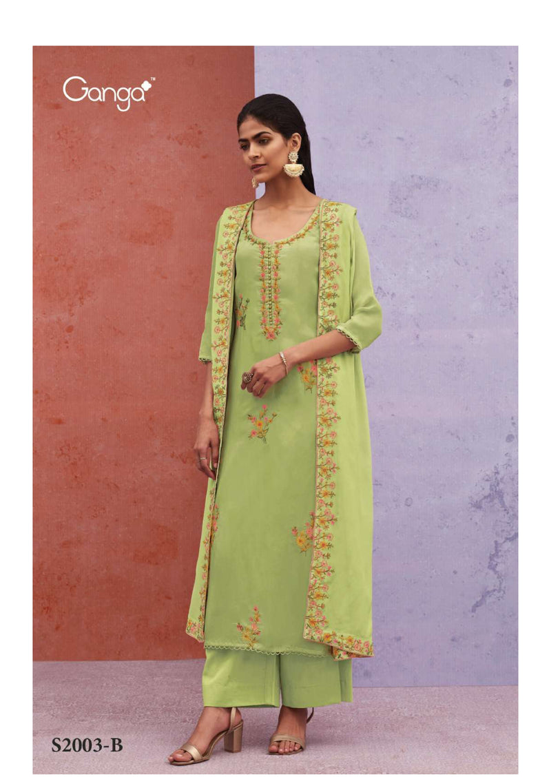 Ganga Fashion Ruhani 2003 Bemberg Silk Thread Embroidery Wedding Wear Salwar Kameez