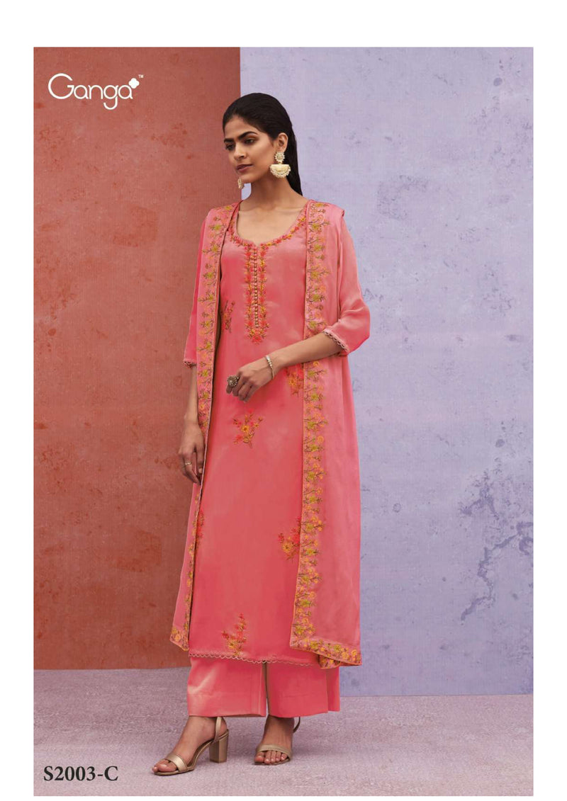 Ganga Fashion Ruhani 2003 Bemberg Silk Thread Embroidery Wedding Wear Salwar Kameez