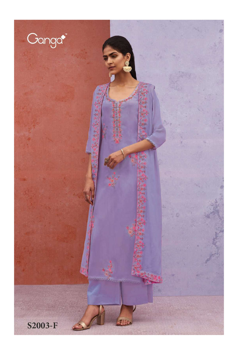 Ganga Fashion Ruhani 2003 Bemberg Silk Thread Embroidery Wedding Wear Salwar Kameez