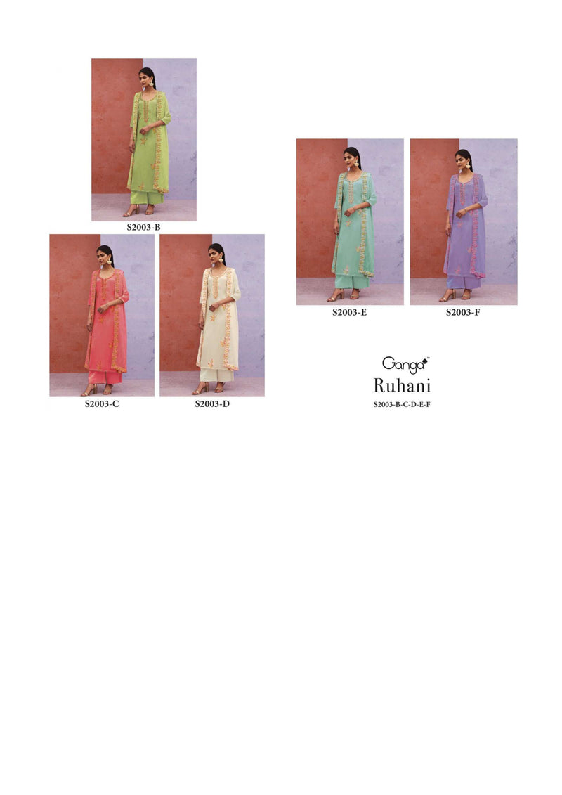 Ganga Fashion Ruhani 2003 Bemberg Silk Thread Embroidery Wedding Wear Salwar Kameez