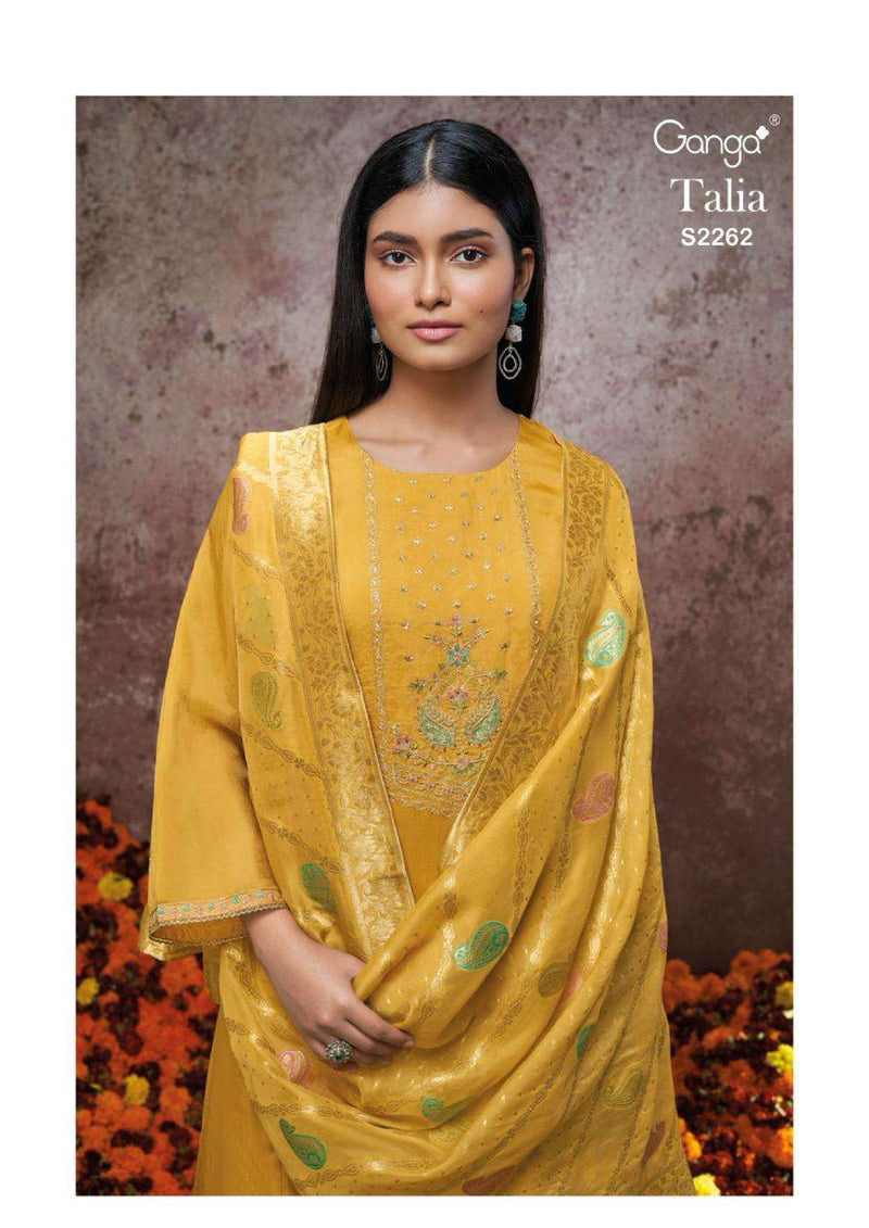 Ganga Fashion Talia 2262 Bemberg Habutai Silk Embroidery Salwar Suit