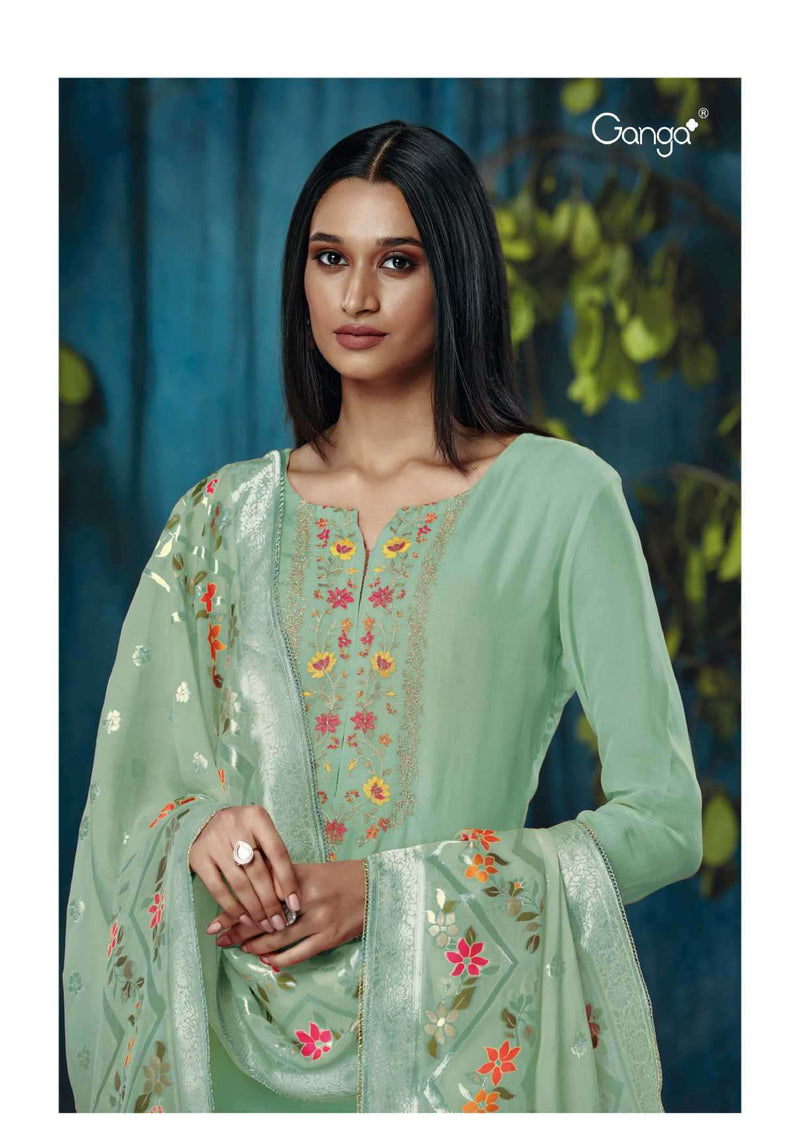 Ganga Fashion Zuri 1113 New Designs Organza Embroidery Designer Party Wear Salwar Suit
