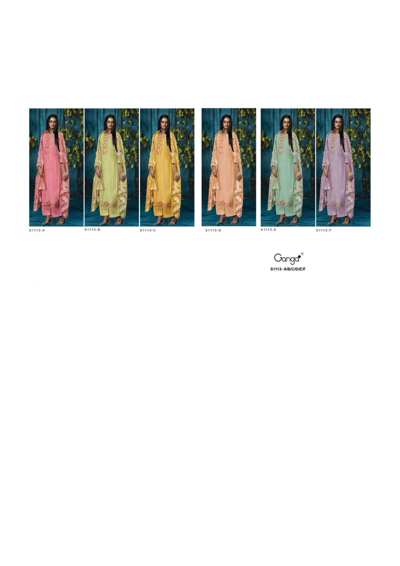 Ganga Fashion Zuri 1113 New Designs Organza Embroidery Designer Party Wear Salwar Suit